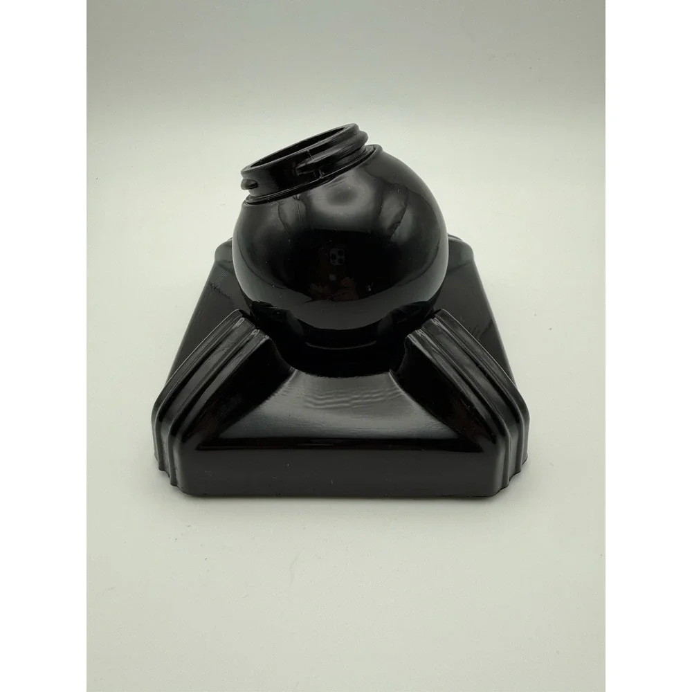 Vintage Zephyr American Swivodex Inkwell Art Deco Black Glass Swivel Desk Stand
